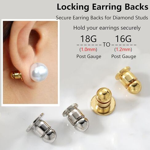 Locking Earring Backs for Studs Secure Earrings Back (Gold) in Kuwait