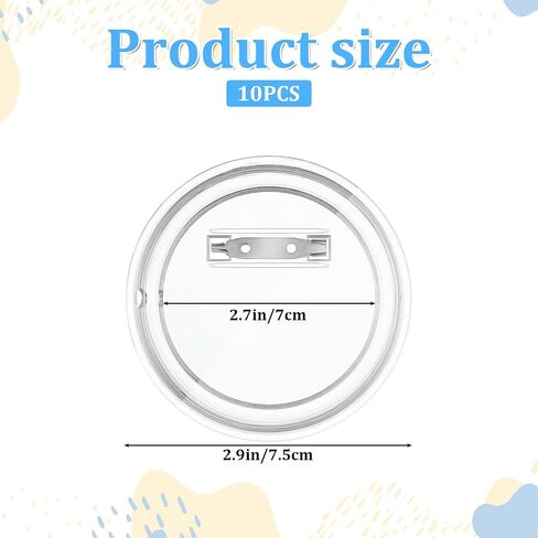 10 PCS Clear Button Pins, 3 Inch Blank Custom Button Pins Acrylic Blank Pin Badge Kit Round DIY Photo Buttons Pin for Crafts Children's Paper Activities DIY Make Your Own Custom Badges in Saudi Arabia