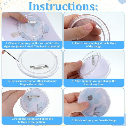 10 PCS Clear Button Pins, 3 Inch Blank Custom Button Pins Acrylic Blank Pin Badge Kit Round DIY Photo Buttons Pin for Crafts Children's Paper Activities DIY Make Your Own Custom Badges in Saudi Arabia