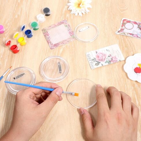 10 PCS Clear Button Pins, 3 Inch Blank Custom Button Pins Acrylic Blank Pin Badge Kit Round DIY Photo Buttons Pin for Crafts Children's Paper Activities DIY Make Your Own Custom Badges in Saudi Arabia