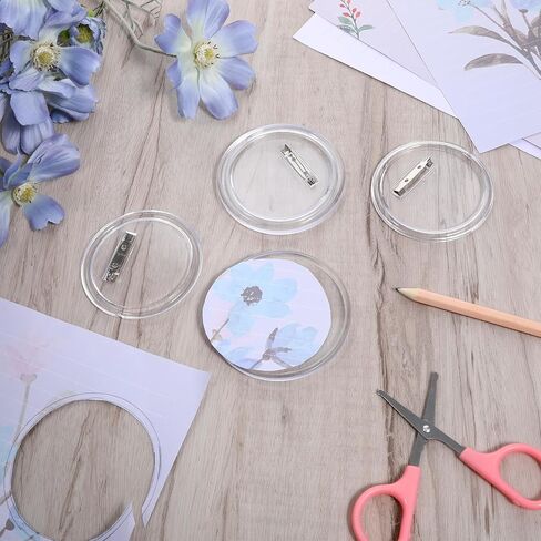 10 PCS Clear Button Pins, 3 Inch Blank Custom Button Pins Acrylic Blank Pin Badge Kit Round DIY Photo Buttons Pin for Crafts Children's Paper Activities DIY Make Your Own Custom Badges in Saudi Arabia