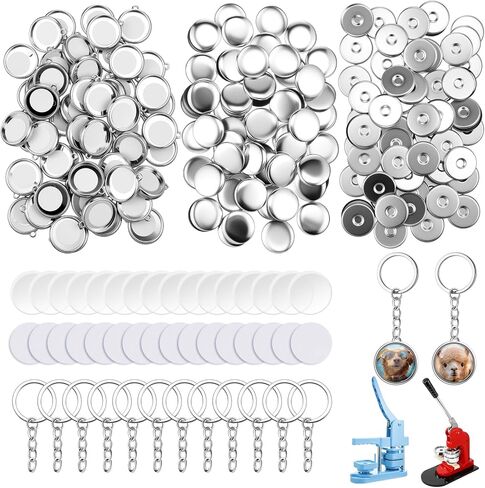 Quelay 60 Sets Keychain Button Making Supplies Double Sided Keychain Double-Sided Metal Parts for Hand Press Round Badge Crafts Create DIY Custom Buttons (32mm,Multicolor) in Saudi Arabia