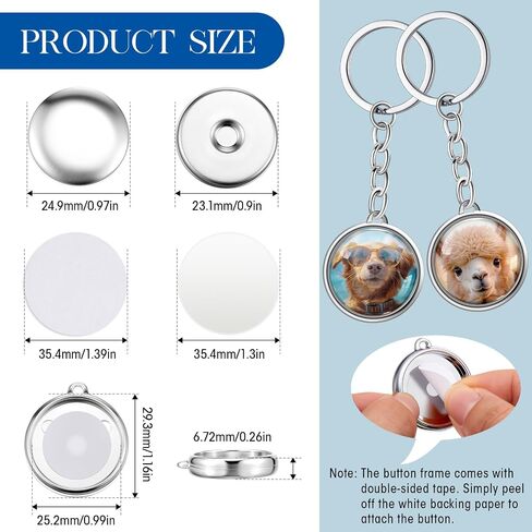 Quelay 60 Sets Keychain Button Making Supplies Double Sided Keychain Double-Sided Metal Parts for Hand Press Round Badge Crafts Create DIY Custom Buttons (32mm,Multicolor) in Saudi Arabia