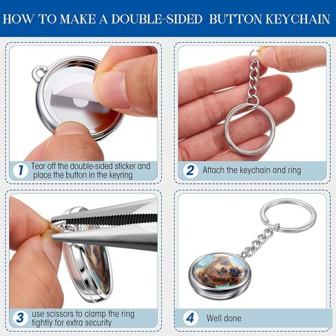 Quelay 60 Sets Keychain Button Making Supplies Double Sided Keychain Double-Sided Metal Parts for Hand Press Round Badge Crafts Create DIY Custom Buttons (32mm,Multicolor) in Saudi Arabia