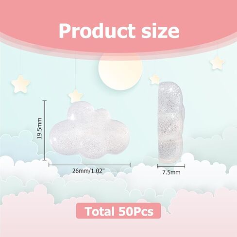 50Pcs Mini Resin Cabochons Sky Blue Cloud Cabochon Rainbow Iridescent Plating Resin Cabochon for DIY Jewelry Crafts Hairpins Scrapbooking Phone Case Embellishments in Saudi Arabia