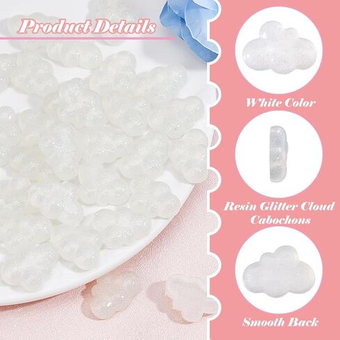 50Pcs Mini Resin Cabochons Sky Blue Cloud Cabochon Rainbow Iridescent Plating Resin Cabochon for DIY Jewelry Crafts Hairpins Scrapbooking Phone Case Embellishments in Saudi Arabia