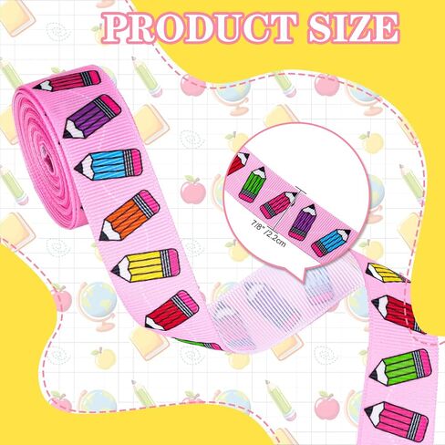 8 Rolls Back to School Grosgrain Ribbons School Teacher Themed Ribbon Bus Ruler Pencil Apples ABC Fabric Craft Ribbon for Wreath Bow Gift Wrap Party Decor, 7/8", 40 Yards in Saudi Arabia