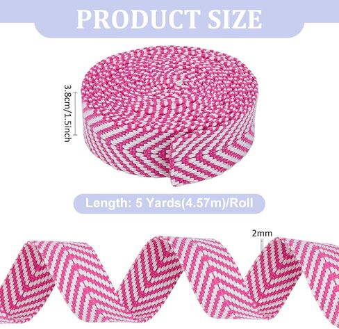 Mayjoydiy 5 ياردة حزام من القطن الوردي البوليستر 1.5 بوصة مسطحة حزام مخطط نمط polycotton شريط اثنين من الأشرطة حزام ثقيلة لأحزمة الحرف اليدوية مقابض لوازم الخياطة in Saudi Arabia