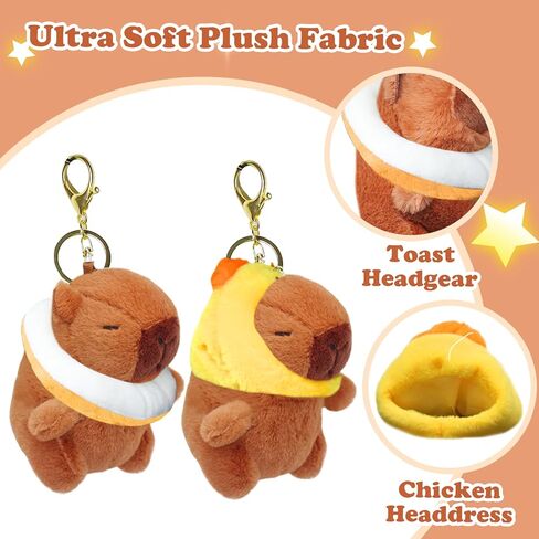 2 Pcs Capybara Plush Keychain,Cute Small Capybara Mini Stuffed,Animal 4'' Cute Capybara Plush Toy Doll Key Chain for Back to School Gifts Exchange Birthday Party in Kuwait