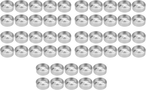 50 Pcs Aluminum Tea Light Tins Heat Resistant Tin Tea Light Cups Round Candle Mold Empty Case Candle Wax Containers DIY Candles Making Supplies in Saudi Arabia