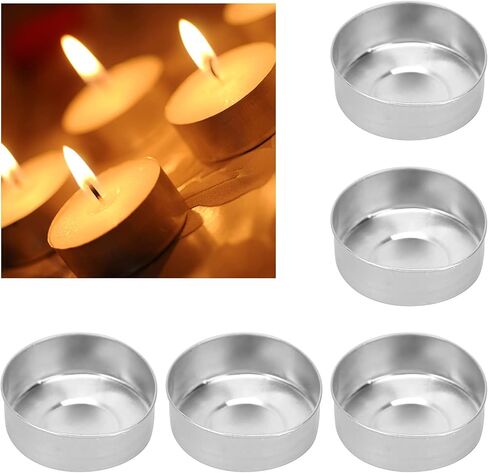 50 Pcs Aluminum Tea Light Tins Heat Resistant Tin Tea Light Cups Round Candle Mold Empty Case Candle Wax Containers DIY Candles Making Supplies in Saudi Arabia