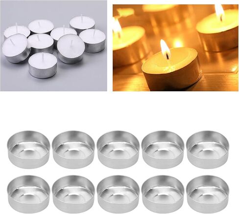 50 Pcs Aluminum Tea Light Tins Heat Resistant Tin Tea Light Cups Round Candle Mold Empty Case Candle Wax Containers DIY Candles Making Supplies in Saudi Arabia