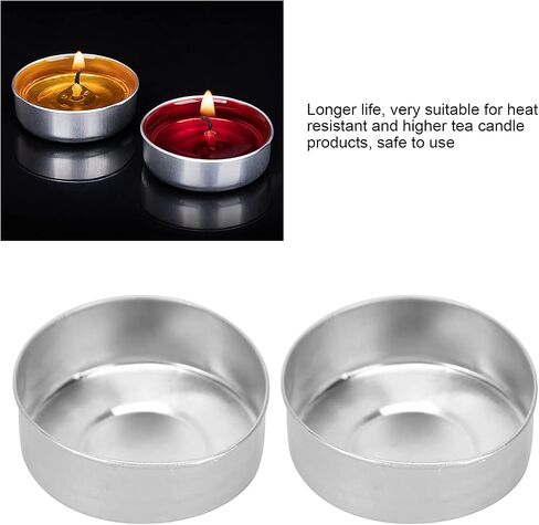 50 Pcs Aluminum Tea Light Tins Heat Resistant Tin Tea Light Cups Round Candle Mold Empty Case Candle Wax Containers DIY Candles Making Supplies in Saudi Arabia