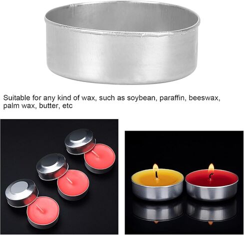 50 Pcs Aluminum Tea Light Tins Heat Resistant Tin Tea Light Cups Round Candle Mold Empty Case Candle Wax Containers DIY Candles Making Supplies in Saudi Arabia