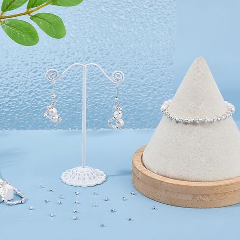 100Pcs 925 Sterling Silver Plated Spacer Beads 2mm Faceted Spacer Beads Metal Cube Loose Beads Tiny Brass Bead for Ring Necklace Earring Bracelets Making in Saudi Arabia