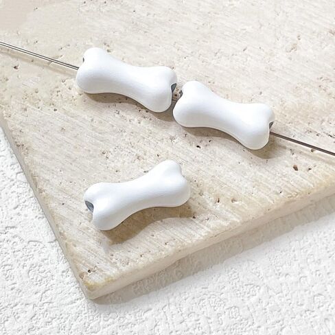 20 Pcs Bone Shape Alloy Beads for Jewelry Making, White in Saudi Arabia