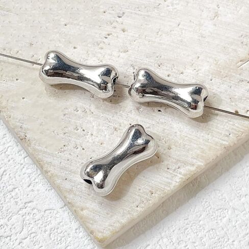 20 Pcs Bone Shape Alloy Beads for Jewelry Making, White in Saudi Arabia