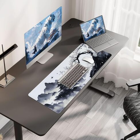 Japanese Sea Wave Mouse Pad, Large Gaming Mouse Pad for Desk, Non Slip Rubber Base Mousepad with Seamed Edges, XL Keyboard Mat for Gaming Office Home (31.5" x 11.8") in Saudi Arabia
