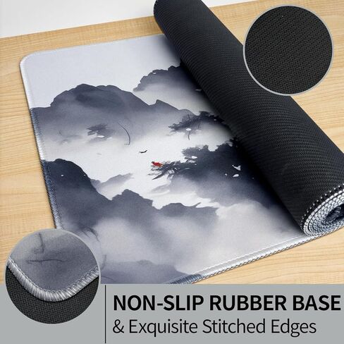 Japanese Sea Wave Mouse Pad, Large Gaming Mouse Pad for Desk, Non Slip Rubber Base Mousepad with Seamed Edges, XL Keyboard Mat for Gaming Office Home (31.5" x 11.8") in Saudi Arabia