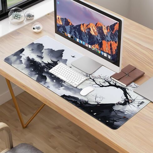 Japanese Sea Wave Mouse Pad, Large Gaming Mouse Pad for Desk, Non Slip Rubber Base Mousepad with Seamed Edges, XL Keyboard Mat for Gaming Office Home (31.5" x 11.8") in Saudi Arabia