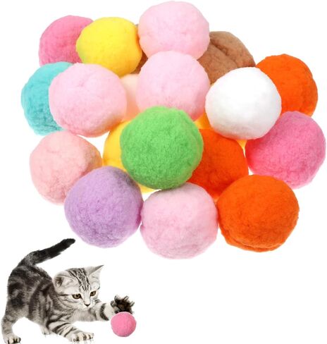 20pcs 1.6 "كرات لعبة Cat ، ألعاب POM POM هريرة ناعمة ، تفاعلية تفاعلية لعب القطط الهادئة المفضلة ، ديكورات حرفة DIY ، التدريب والإثراء الحسي in Kuwait