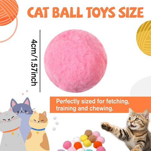 20pcs 1.6 "كرات لعبة Cat ، ألعاب POM POM هريرة ناعمة ، تفاعلية تفاعلية لعب القطط الهادئة المفضلة ، ديكورات حرفة DIY ، التدريب والإثراء الحسي in Kuwait