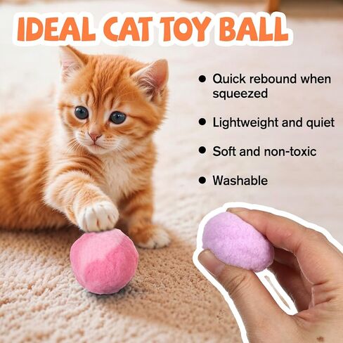20pcs 1.6 "كرات لعبة Cat ، ألعاب POM POM هريرة ناعمة ، تفاعلية تفاعلية لعب القطط الهادئة المفضلة ، ديكورات حرفة DIY ، التدريب والإثراء الحسي in Kuwait