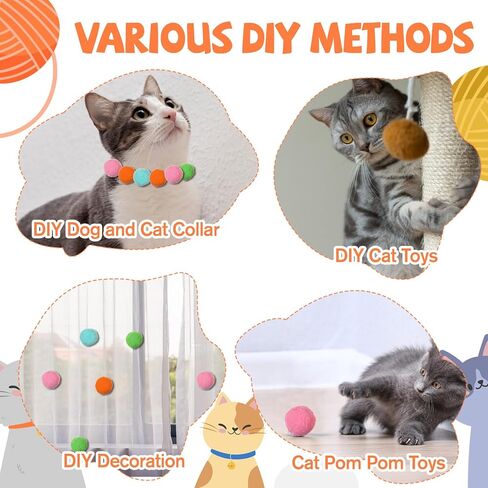 20pcs 1.6 "كرات لعبة Cat ، ألعاب POM POM هريرة ناعمة ، تفاعلية تفاعلية لعب القطط الهادئة المفضلة ، ديكورات حرفة DIY ، التدريب والإثراء الحسي in Kuwait