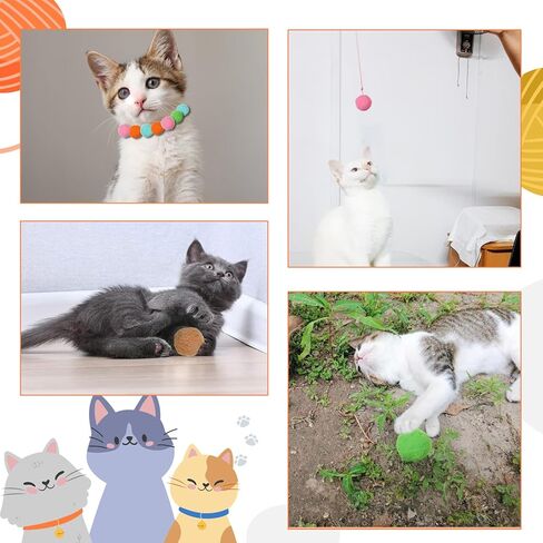 20pcs 1.6 "كرات لعبة Cat ، ألعاب POM POM هريرة ناعمة ، تفاعلية تفاعلية لعب القطط الهادئة المفضلة ، ديكورات حرفة DIY ، التدريب والإثراء الحسي in Kuwait