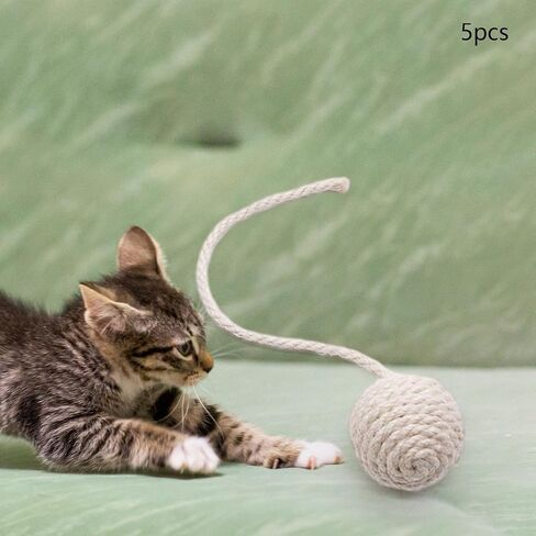 5pcs Cat Sisal Rope Ball Toys و Cat Hemp Rope Balls و Self -Self و Pets Interactive Toy for Cat Kitty و 4.5 سم اللون الأبيض in Saudi Arabia
