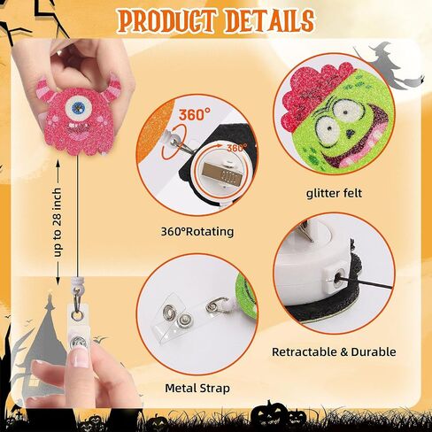 LAND FANGIT 10 PCS HALLOWEEN BEADGE BEELS ADID NAME NAME MOVALORS مع مقطع قابلة للسحب هدايا الهالوين للممرضة in Saudi Arabia
