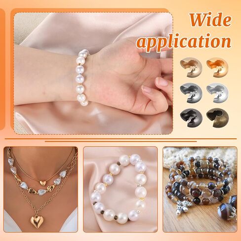 300 Pcs Crimp Beads for Jewelry Making, 4mm Multi-Color Alloy Crimp Bead Knot Covers, Semicircular Bead Crimps Tubes for DIY Bracelet Necklace Jewelry Supplies in Saudi Arabia