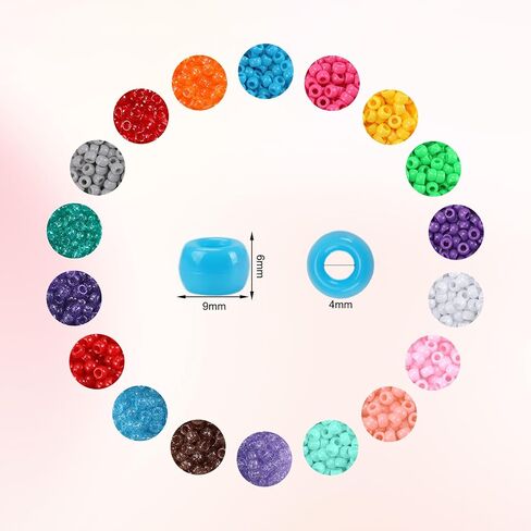 4300pcs حبات المهر ، 24 لونا حبة بلاستيكية لإنشاء أساور حرف الشعر حبات Kandi الصداقة المجوهر in Kuwait