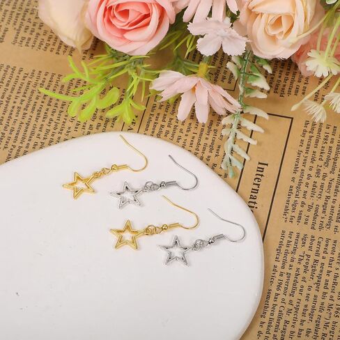 150 PCS سحر نجوم ، Mini Metal Star Charms Hollow Stars Charm Charm Small Pentagram Charm for Diy Necklace arring keychain meychain Making Making Craft Supplies (Silver and Gold) in Saudi Arabia
