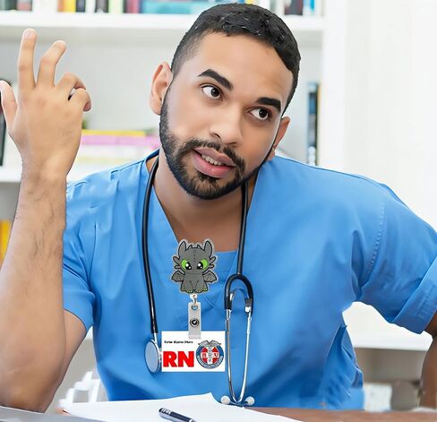 لطيف التنين ممرضة الشارة بكرة ، حامل هوية اسم العلامة مقطع شارة العمل ل ICU NICU RN LPN CNA in Kuwait