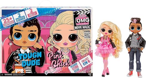 مضحك جداً. مفاجأة! OMG Movie Magic Fashion Dolls 2 -Pack Tough Tough و Pink Chick مع 25 مفاجأة بما في ذلك 4 مظهر من الأزياء ، ونظارات ثلاثية الأبعاد ، وملحقات ، ومسلسلات قابلة لإعادة الاستخدام - هدية رائعة للأعمار 4+ in Saudi Arabia