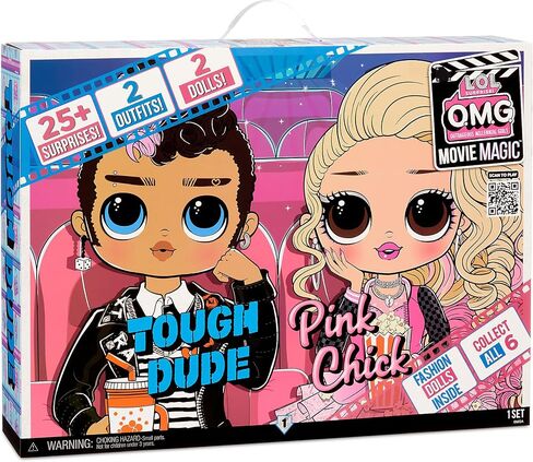 مضحك جداً. مفاجأة! OMG Movie Magic Fashion Dolls 2 -Pack Tough Tough و Pink Chick مع 25 مفاجأة بما في ذلك 4 مظهر من الأزياء ، ونظارات ثلاثية الأبعاد ، وملحقات ، ومسلسلات قابلة لإعادة الاستخدام - هدية رائعة للأعمار 4+ in Saudi Arabia