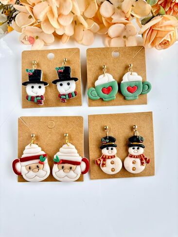 14pcs Christmas Snowman Polymer Clay Cutter Sets, Clay Cutters for Clay Jewelry, Clay Cutters for Earrings Square, Polymer Clay Kit for DIY Tools Jewelry Earrings Making in Saudi Arabia