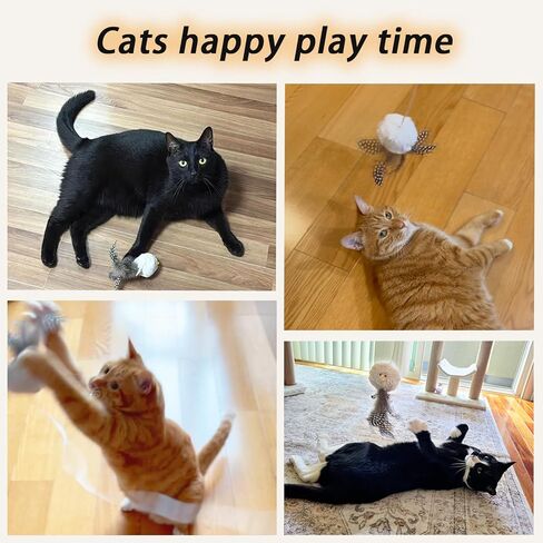 لعبة عصا القط التفاعلية مع ريشة ، 4 أجهزة كمبيوتر الكرة الفخمة القط العصي الدعائية مع Catnip & Bell Cats Toys لمطاردة اللعب الداخلي مع القطط in Kuwait