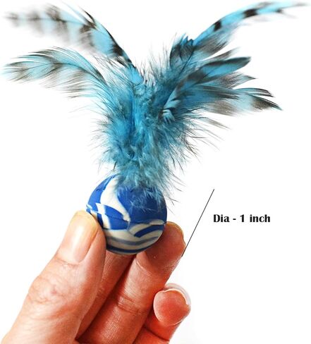 Cat Toy Balls, 5 PCS Colorful Feather Bouncy Balls for Cats No Noise Interactive Kitten Toys Cat Exercise Ball, Safe for Your Kitty (C) in Saudi Arabia
