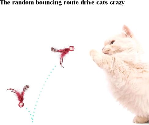Cat Toy Balls, 5 PCS Colorful Feather Bouncy Balls for Cats No Noise Interactive Kitten Toys Cat Exercise Ball, Safe for Your Kitty (C) in Saudi Arabia