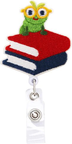 Bookworm Back to School Teacher Badge Reel, Retractable Nurse Teacher Doctor ID Badge Holder with 360° Swivel Alligator Clip, 24 inch Nylon Cord in Saudi Arabia