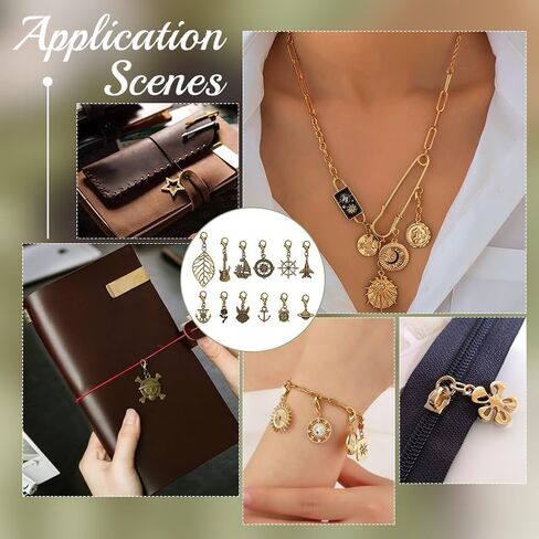 Benecreat 12 Styles Traveler's Notebook Charms Vintage ، سحر سوار مع مشابك جراد البحر لصنع المجوهرات ، ديكور دفاتر ، معلقات السبائك الذهبية العتيقة لمخطط اليومية ، القلادة ، سلسلة المفاتيح in Kuwait