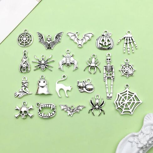 100pcs Alloy enamel Halloween series Ghost Mysterious Black Cat Ghost House Pumpkin Lantern Bat Witch Pendant Jewelry Making DIY Keychain Earrings Pendant Various Design Charms for Jewelry Making Bracelets Necklace (SN982) in Saudi Arabia