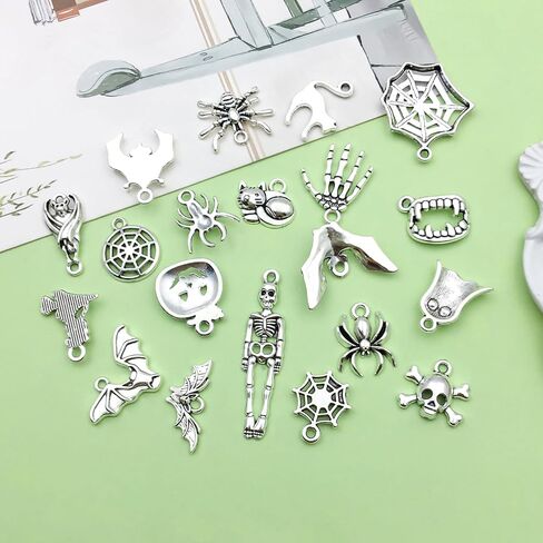 100pcs Alloy enamel Halloween series Ghost Mysterious Black Cat Ghost House Pumpkin Lantern Bat Witch Pendant Jewelry Making DIY Keychain Earrings Pendant Various Design Charms for Jewelry Making Bracelets Necklace (SN982) in Saudi Arabia