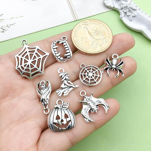 100pcs Alloy enamel Halloween series Ghost Mysterious Black Cat Ghost House Pumpkin Lantern Bat Witch Pendant Jewelry Making DIY Keychain Earrings Pendant Various Design Charms for Jewelry Making Bracelets Necklace (SN982) in Saudi Arabia