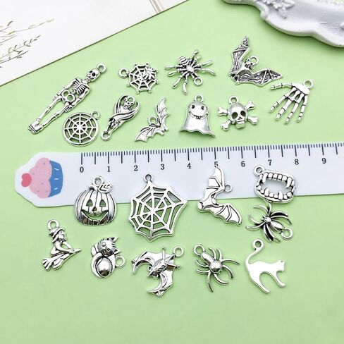 100pcs Alloy enamel Halloween series Ghost Mysterious Black Cat Ghost House Pumpkin Lantern Bat Witch Pendant Jewelry Making DIY Keychain Earrings Pendant Various Design Charms for Jewelry Making Bracelets Necklace (SN982) in Saudi Arabia