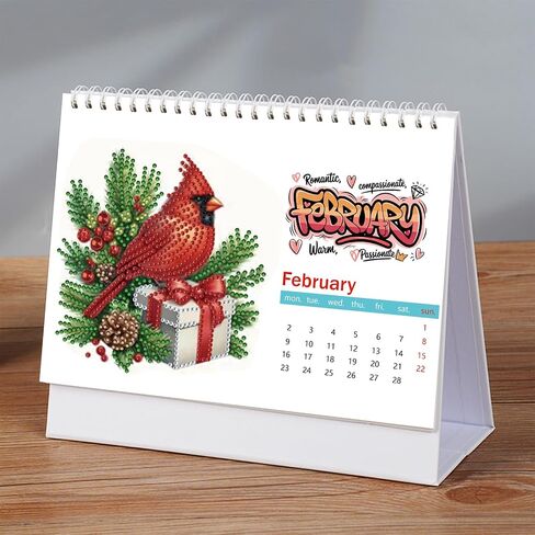 DIY Diamond Art Painting 2026 Desk Calendar Ornament ، مخطط شهري من يناير 2026 إلى ديسمبر ، تقويم مكتب المكتب المنزلي لمدة 12 شهر in Kuwait