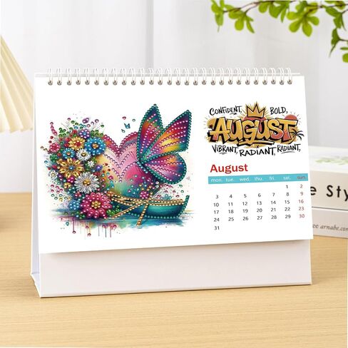 DIY Diamond Art Painting 2026 Desk Calendar Ornament ، مخطط شهري من يناير 2026 إلى ديسمبر ، تقويم مكتب المكتب المنزلي لمدة 12 شهر in Kuwait