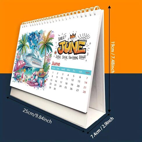 DIY Diamond Art Painting 2026 Desk Calendar Ornament ، مخطط شهري من يناير 2026 إلى ديسمبر ، تقويم مكتب المكتب المنزلي لمدة 12 شهر in Kuwait